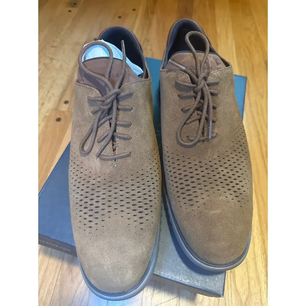 NEW Cole Haan 2.ZERØGRAND Suede Laser Cut Oxfords Men Brown Raven NIB
